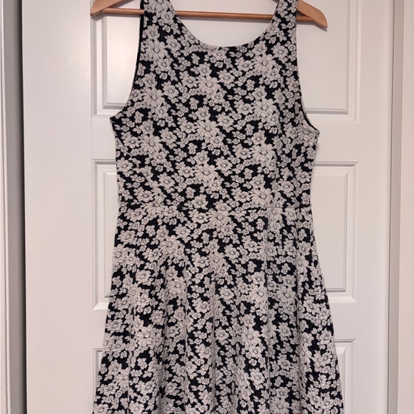 Divided Black and White Floral Mini Dress - Picture 1 of 5